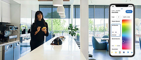 Smart lighting control. Colorful lights. 