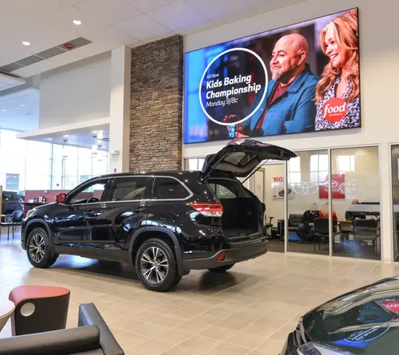 Big TV screen installation on selling floor 