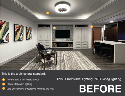 Lighting layout with no design, just lighting grid not highlighting design at all 